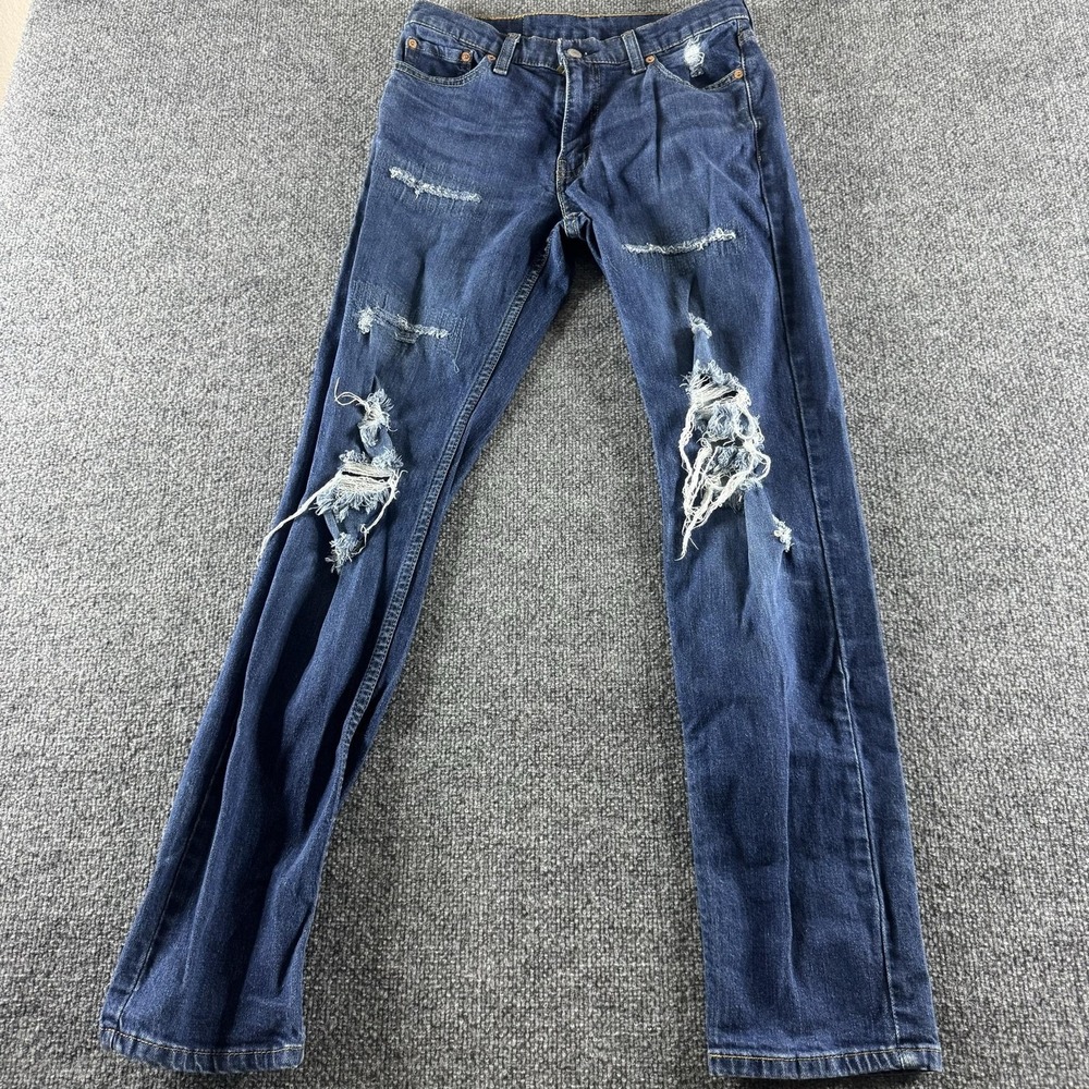 Levis 511 Jeans Mens 30x32 Blue Slim Straight Medium Wash Distressed Denim